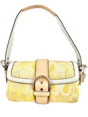 COACH Soho Yellow Optic Signature C Canvas w/Leather Handbag Vintage 1852